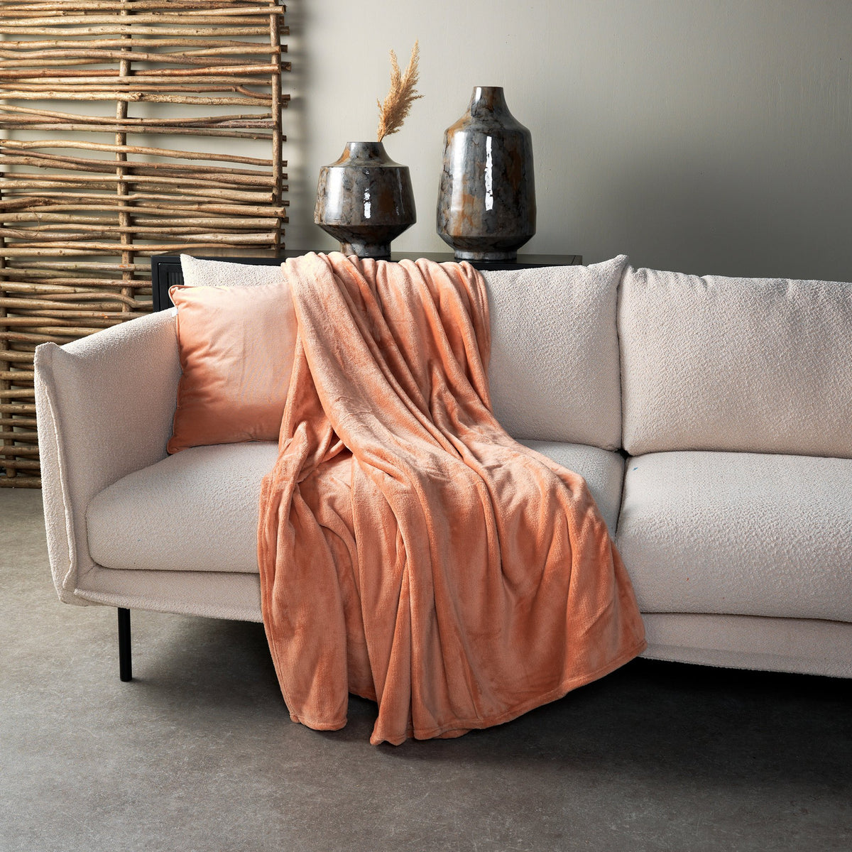 Nederlands decor Charlie - Plaid 200x220 cm gedempte klei - roze