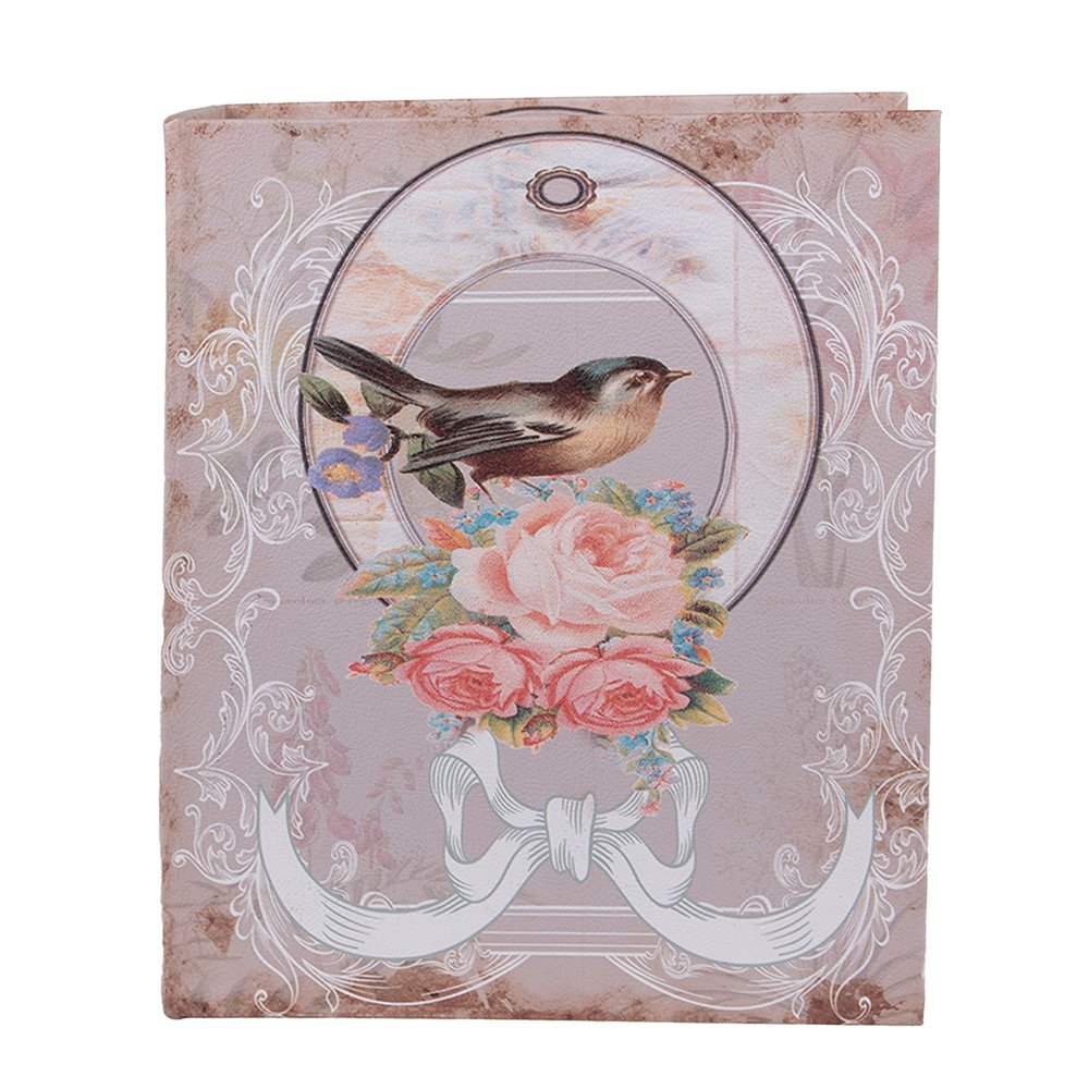 Opbergdoos Set van 3 Boeken 27/22/17 cm Roze Hout Vogel