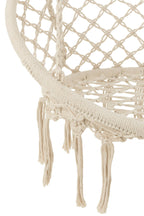 J-Line hangstoel Macramé + Kwastjes - polyester - beige