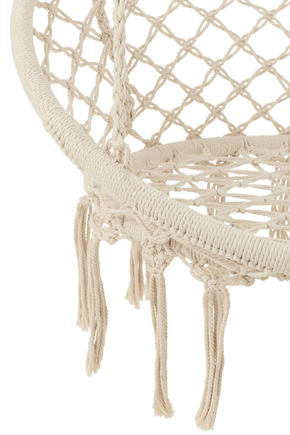 J-Line hangstoel Macramé + Kwastjes - polyester - beige