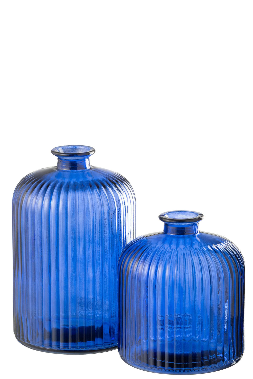 J-Line vaas Fles Stripe - glas - blauw - Ø 14.5 cm