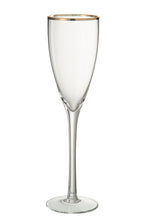 J-Line glas champagne Gouden Rand - glas - transparant/goud