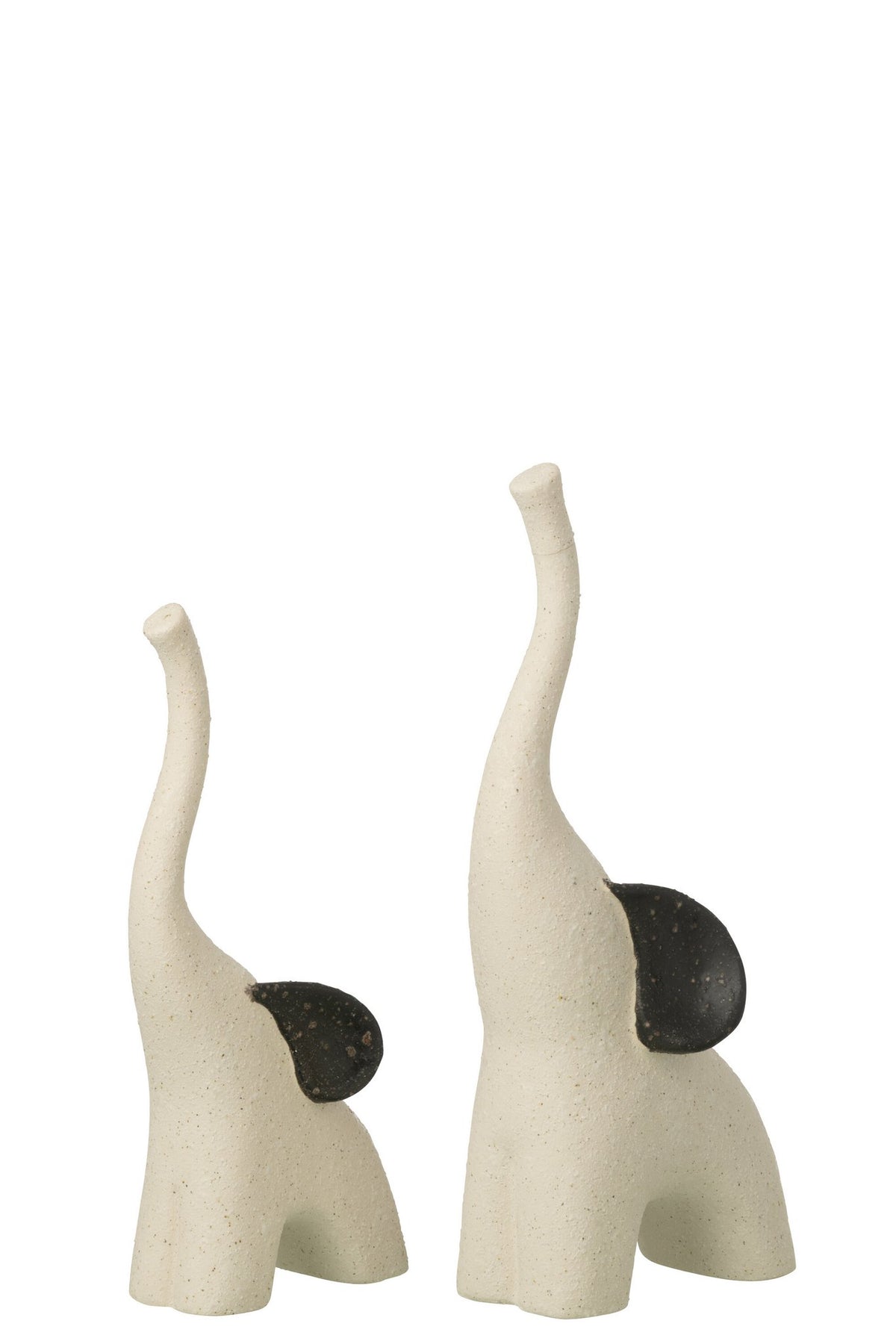 J-Line decoratie Olifant Modern - steengoed - wit/zwart - set van 2