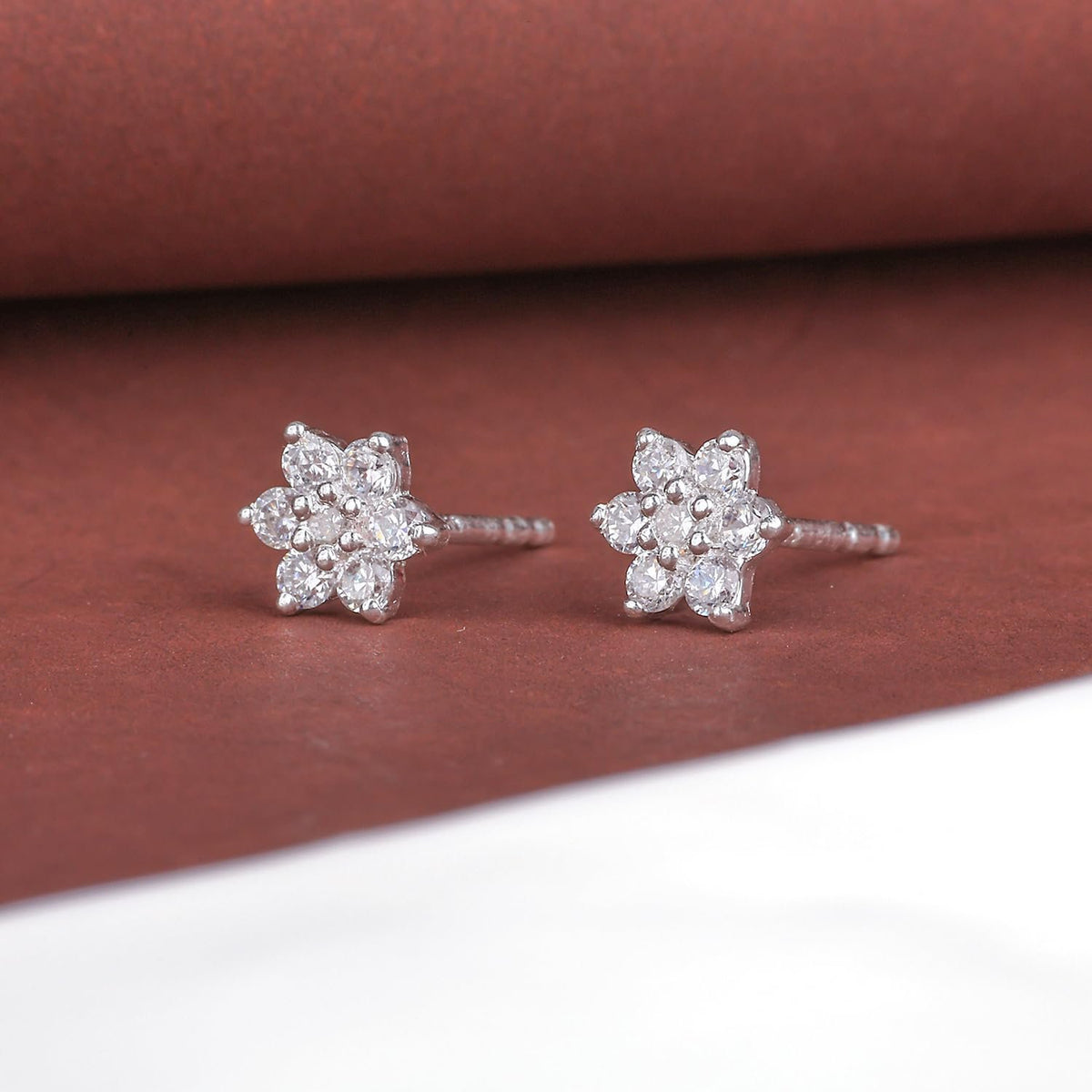 Oorknopjes | Bloemen fijn sterling zilver verguld | Rhodium