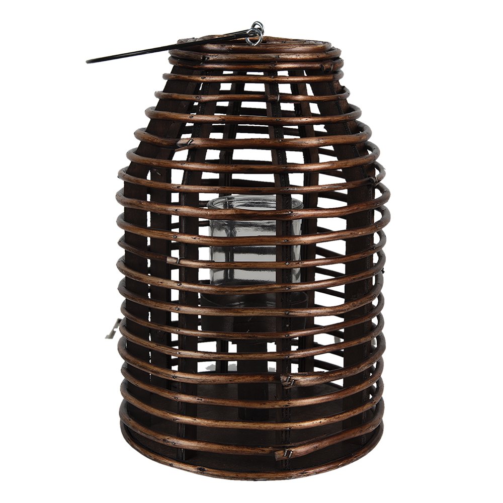 Windlicht Ø 22x32 cm Bruin Hout Kaarsenhouder