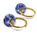 Roestvrijstalen creolen met blue spot jasper donut