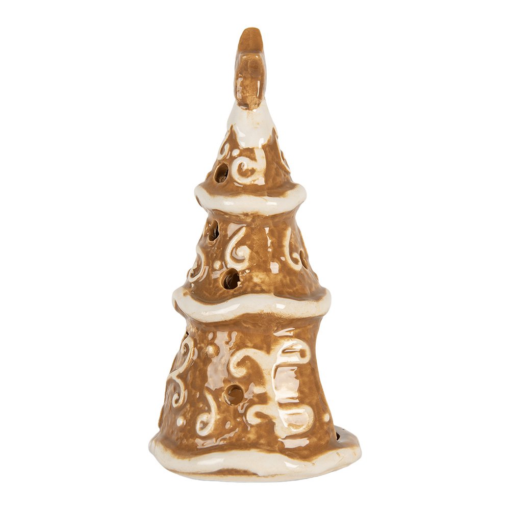 Waxinelichthouder Kerstboom Ø 8x15 cm Bruin Keramiek