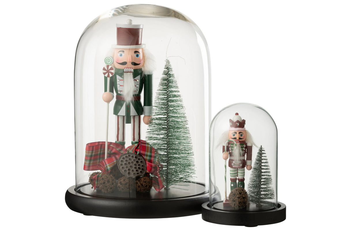 J-Line decoratie Stolp Notenkraker - glas - rood/groen - L