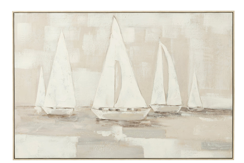 J-Line Schilderij Tog Acrylverf/Canvas Wit/Bruin