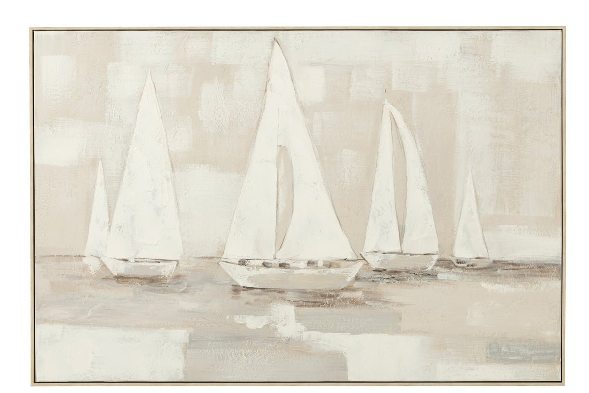 J-Line Schilderij Tog Acrylverf/Canvas Wit/Bruin