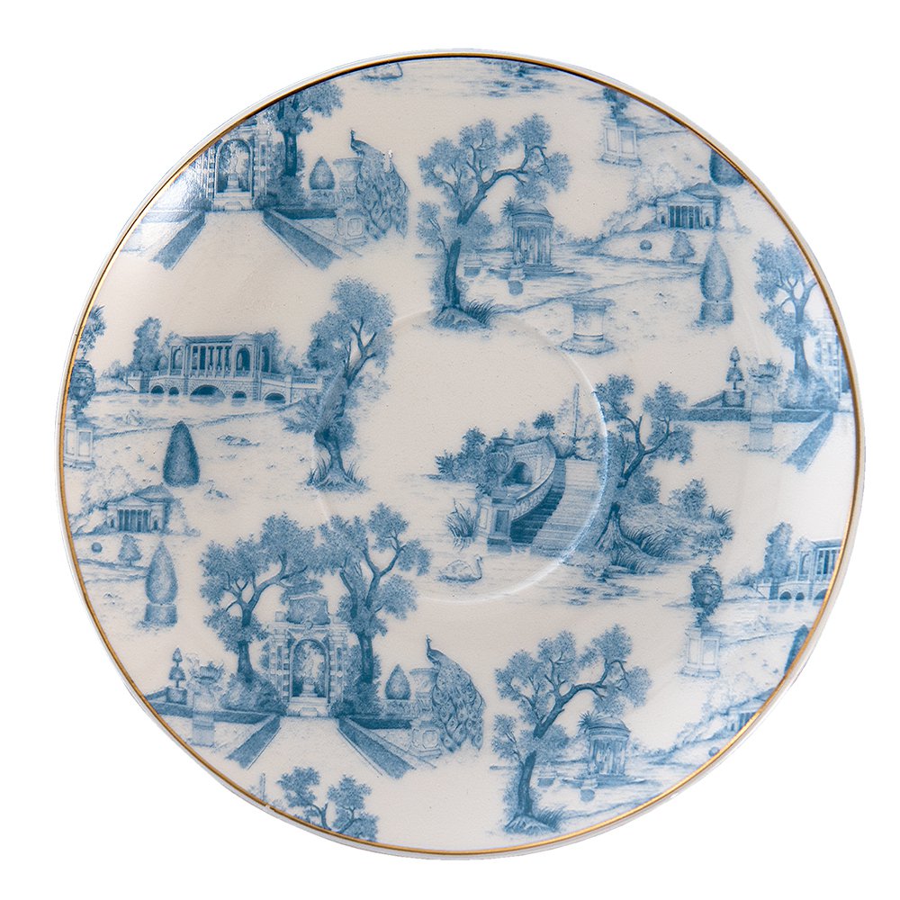 Kop en Schotel 250 ml Blauw Wit Porselein Servies