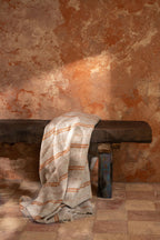 J-Line Plaid Strepen Linnen/Katoen Beige/Roest
