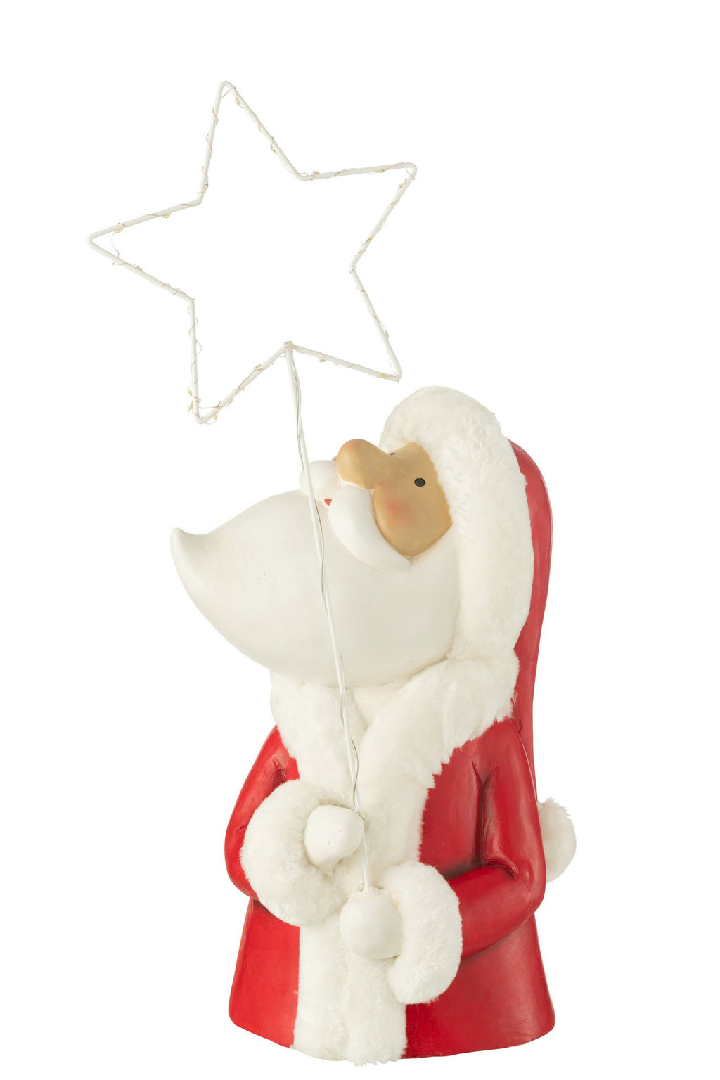 J-Line Kerstman Led Ster Resin Wit/Rood Large