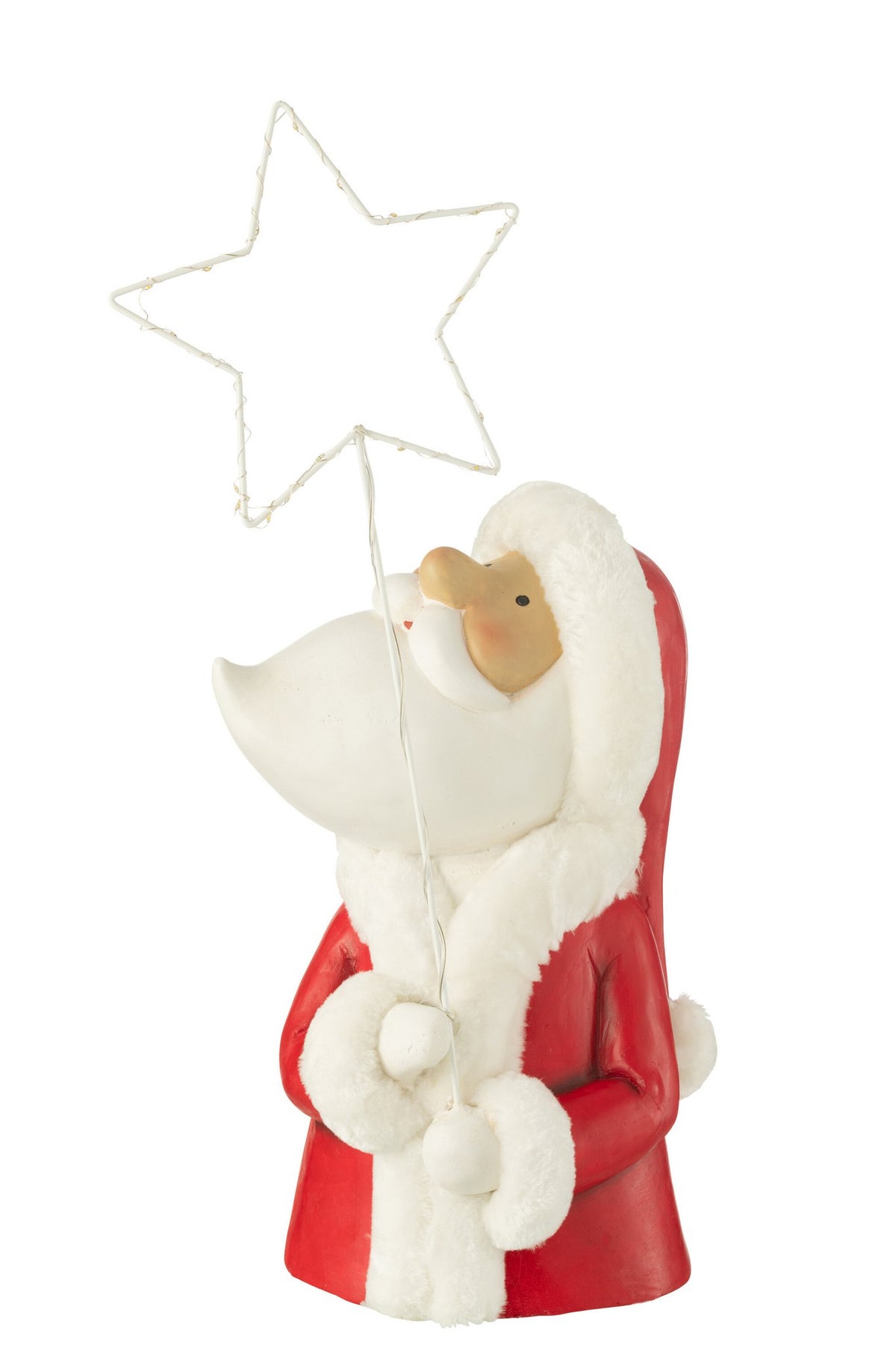 J-Line Kerstman Led Ster Resin Wit/Rood Large