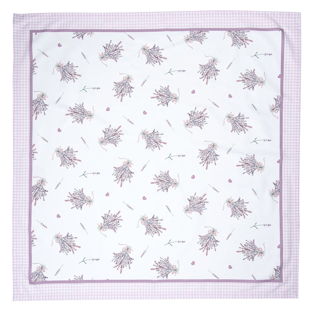 Tafelkleed 150x150 cm Wit Paars Katoen Lavendel Tafellaken