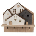 Wandkapstok 4 Haken Huis 40x13x40 cm Bruin Wit Hout
