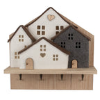 Wandkapstok 4 Haken Huis 40x13x40 cm Bruin Wit Hout