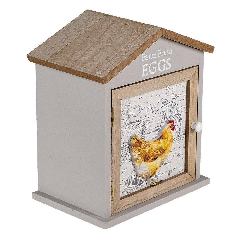 Eierkastje Huis 19x13x23 cm Bruin Hout Kip Eierhouder
