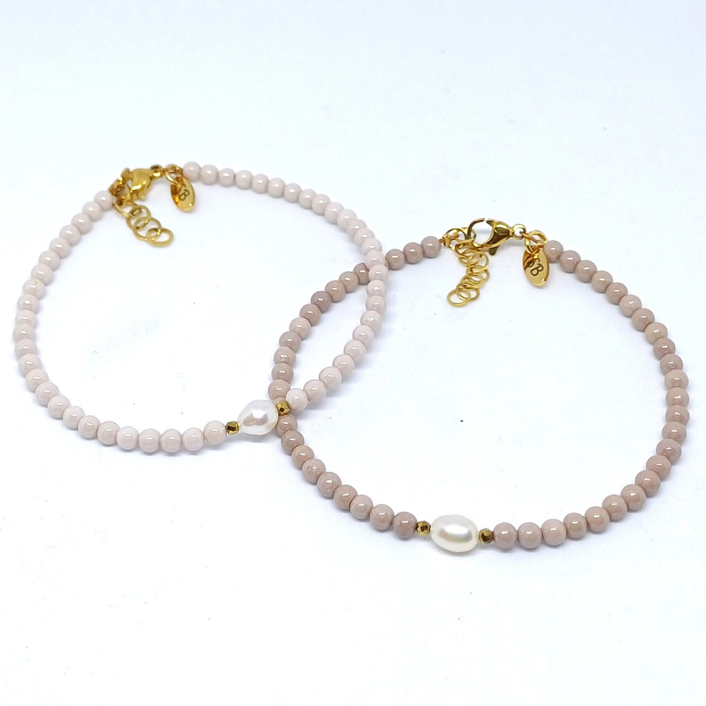 Zirkonia armband ronde kralen zoetwaterparel