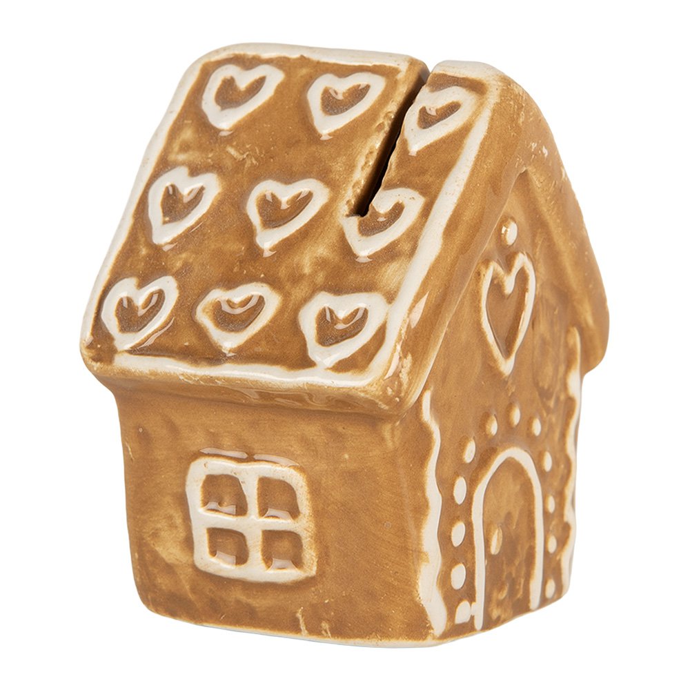 Kaarthouder Gingerbread house 5x4x6 cm Bruin Keramiek