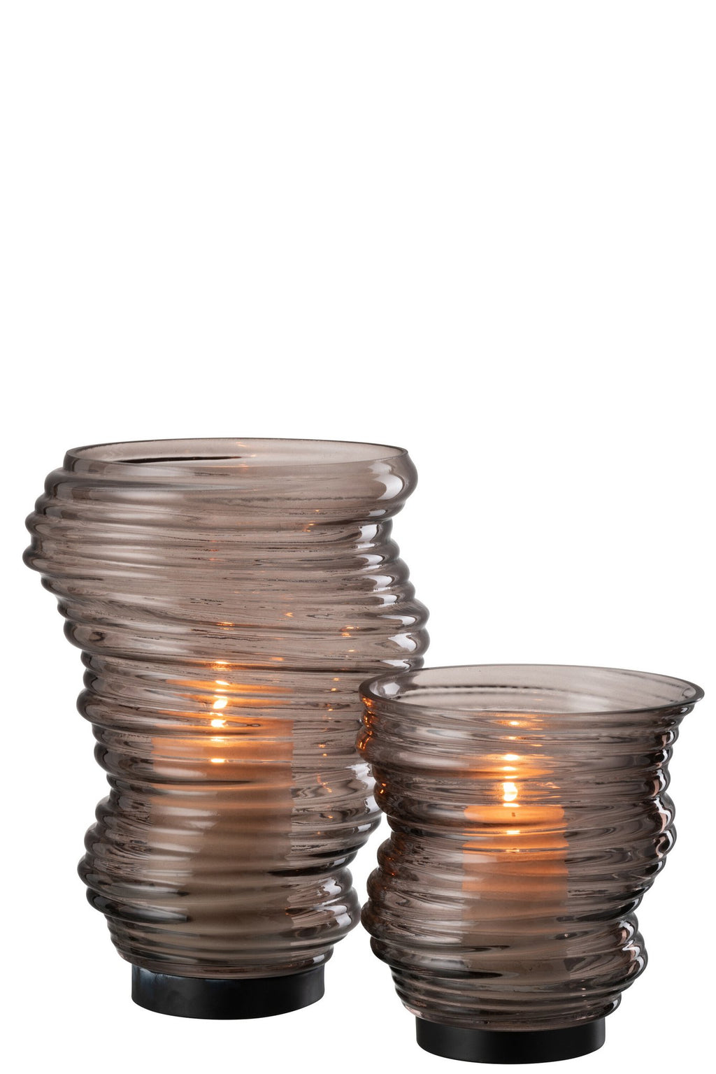 J-Line vaas Tornado - glas - grijs - small - Ø 16 cm