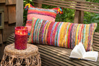 J-Line Kussen Chindi Kwast Katoen/Polyester Roze