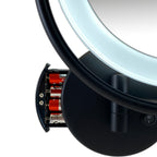 Metalen verlichte Make-up LED wandspiegel Spiegel zwart Ø19cm doorsnee
