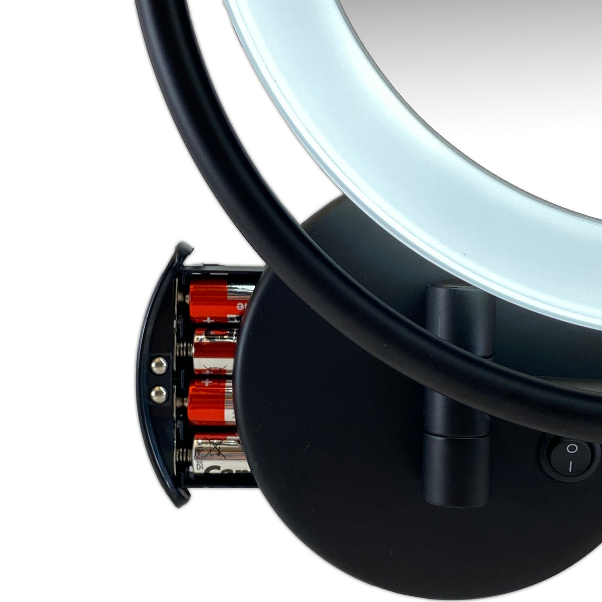 Metalen verlichte Make-up LED wandspiegel Spiegel zwart Ø19cm doorsnee