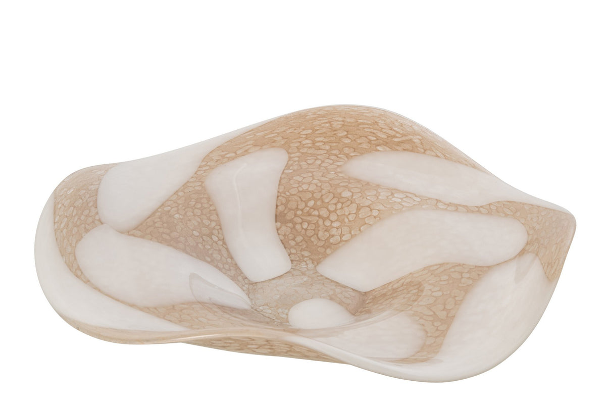 J-Line Decoratief dienblad met stippen - glas - lichtbeige/wit