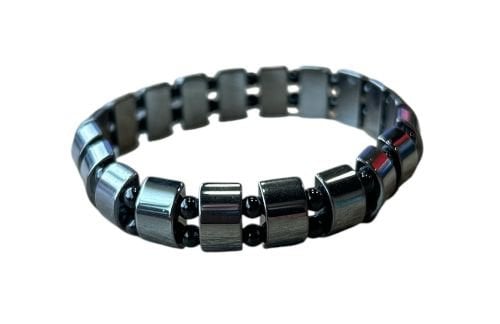 Heren armband 4 mm Onyx en Hematiet kralen