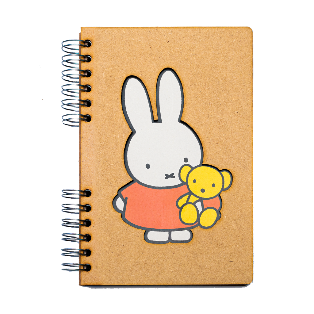 Duurzaam Houten Notitieboek – Komoni – Nijntje met Beer – Miffy with Bear – Gerecycled papier – Navulbaar