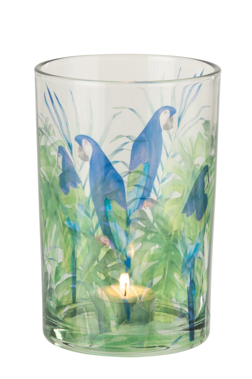 J-Line theelichthouder Papegaai - glas - groen/blauw - L