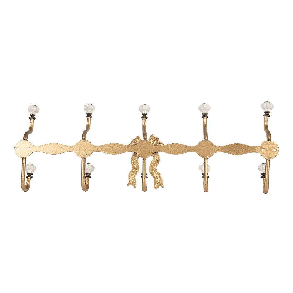Wandkapstok 5 Haken 50x7x17 cm Goudkleurig Metaal