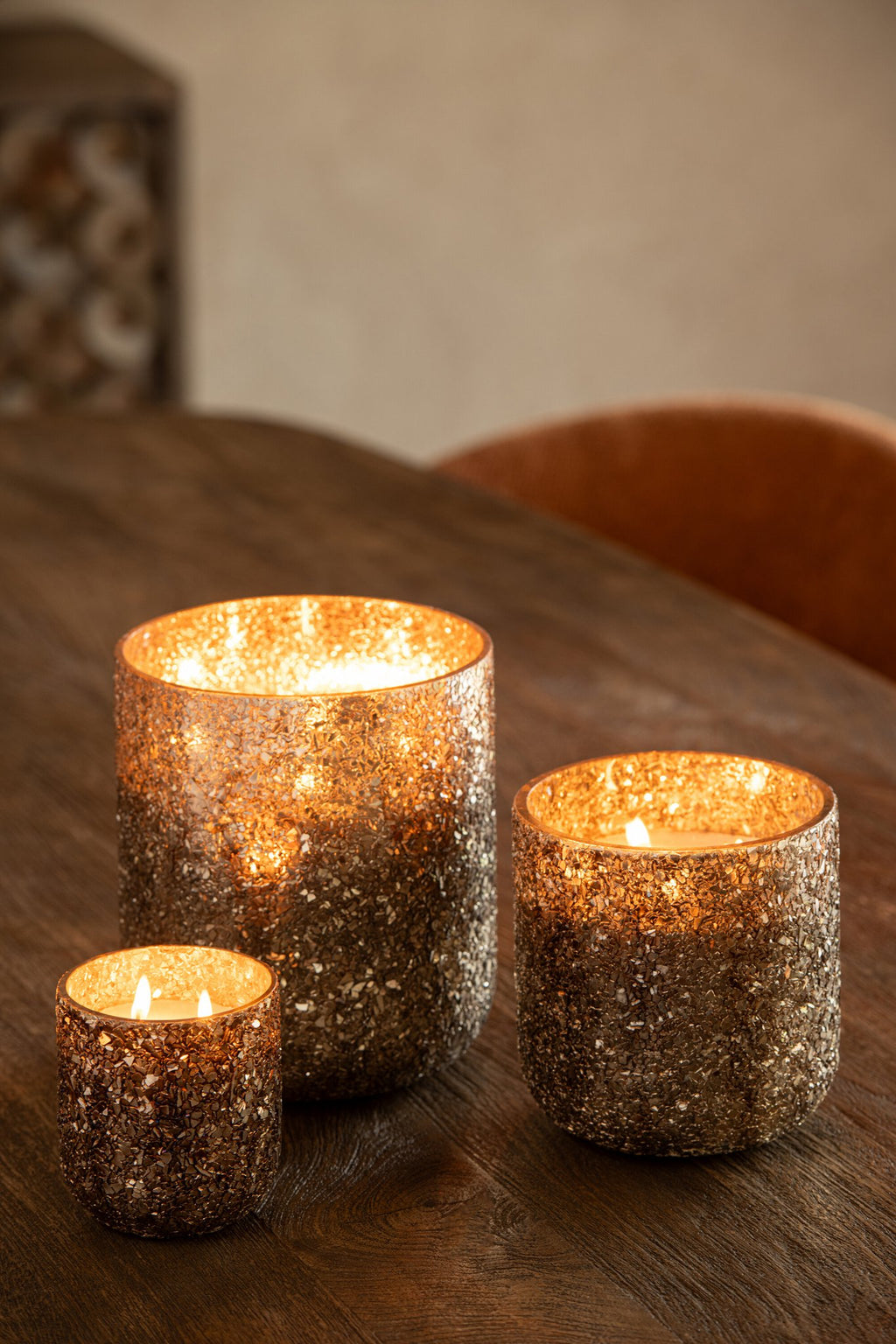 J-Line geurkaars Luxuria - Cookie Crunch - glas - brons - XL - 120U