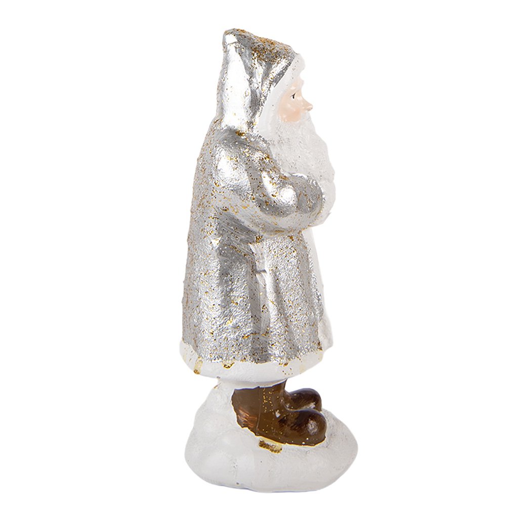 Kerstdecoratie Beeld Kerstman 7x7x16 cm Zilverkleurig Kunststof