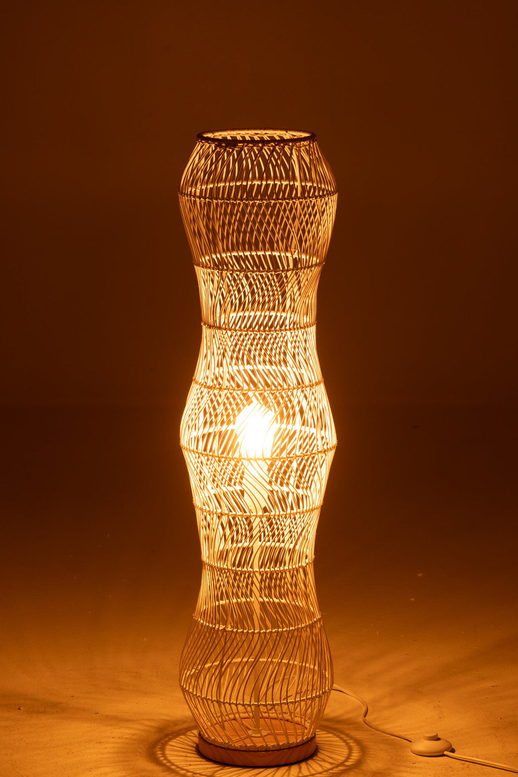 J-Line Vloerlamp Rotan Metaal Gedraaid Wit