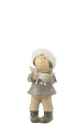 J-Line Meisje Winter Hond Resine Mix
