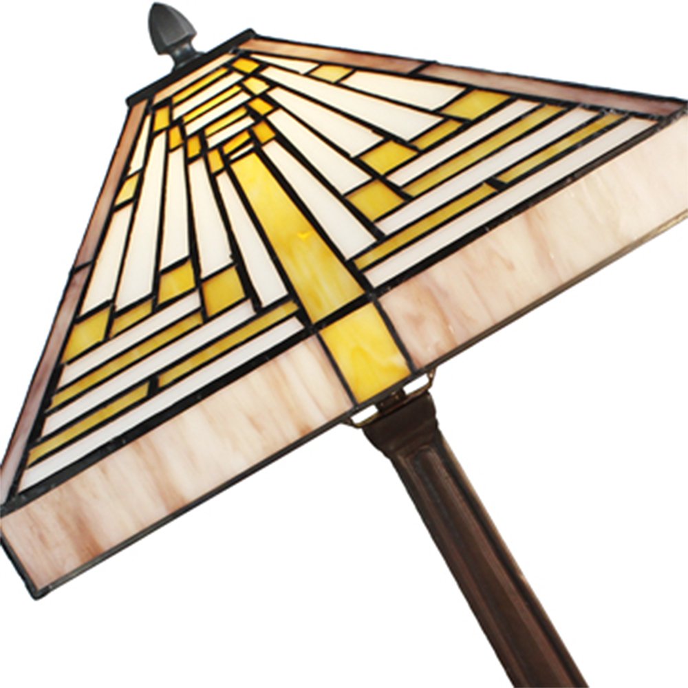 Tiffany Tafellamp 31x31x48 cm Beige Paars Glas Tiffany Bureaulamp