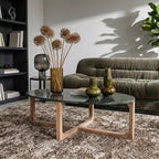Ovale marmeren salontafel - Groen - 120x60x38 cm