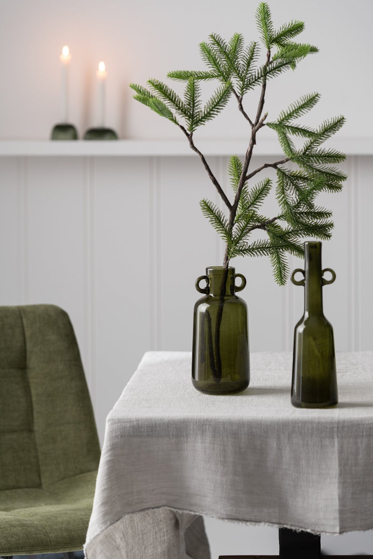 J-Line decoratie tak - kunststof - groen/bruin - S