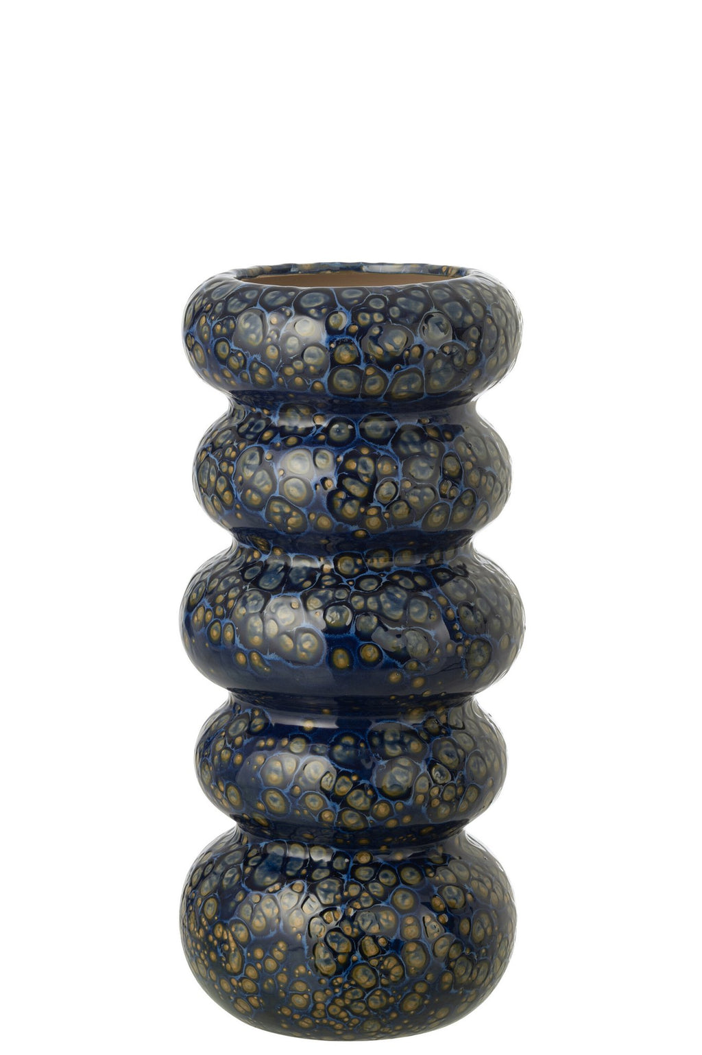 J-Line vaas Ringen - porselein - donkerblauw - L