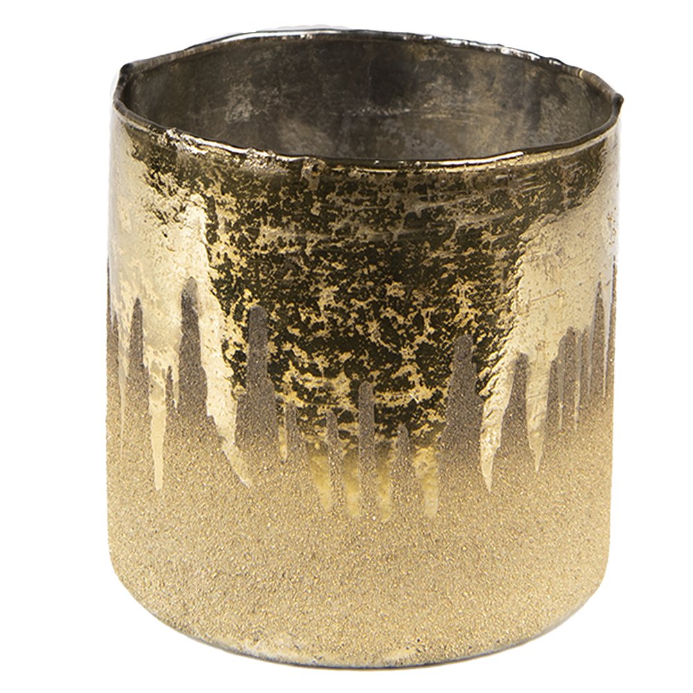 Theelichthouder Ø 10x10 cm Goudkleurig Bruin Glas Waxinelichthouder
