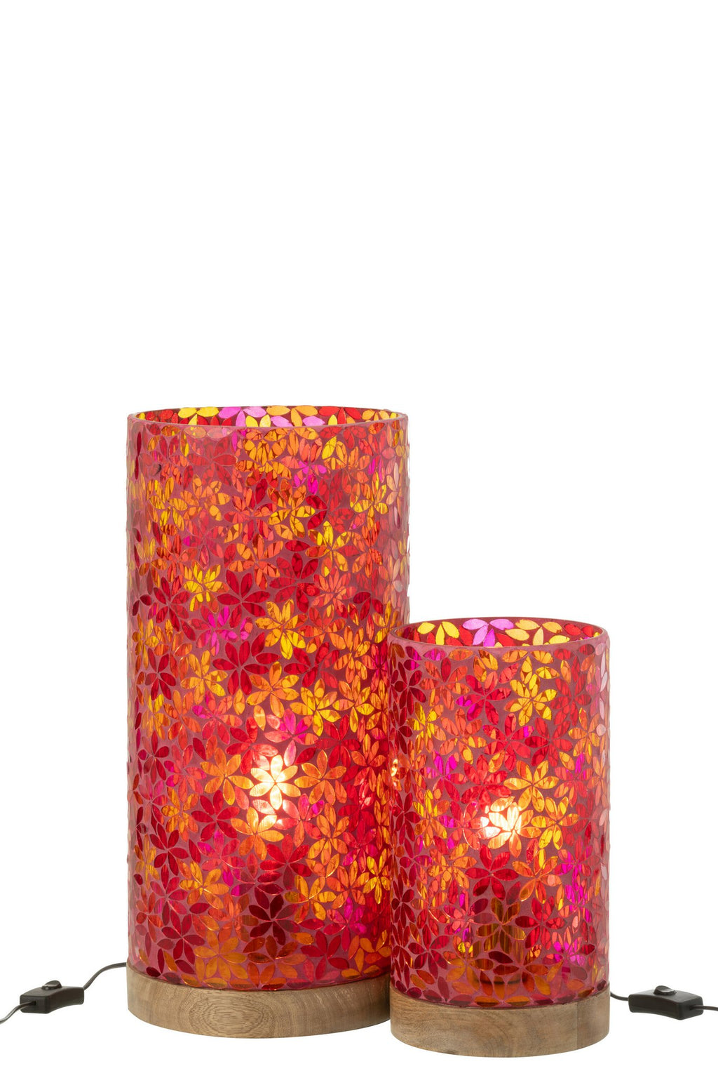 J-Line tafellamp Bloemen Mozaiek - glas - roze - large
