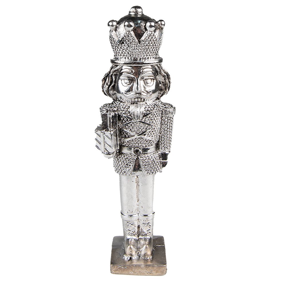Kerstdecoratie Notenkraker 16 cm Zilverkleurig Polyresin