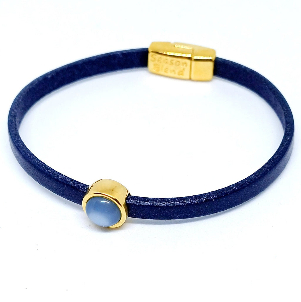 Timeless leren armband 24K verguld blauwtinten