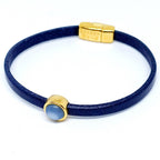 Timeless leren armband 24K verguld blauwtinten