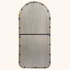 Halfronde wandspiegel in antiek wit mangohouten frame