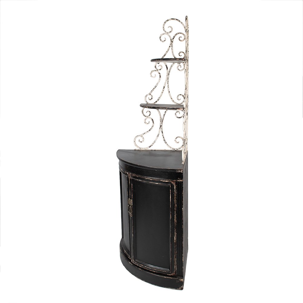 Wandkast Zwart, Hout en IJzer 78x55x181 cm
