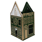 Waxinelichthouder Huis 14x12x25 cm Groen Metaal