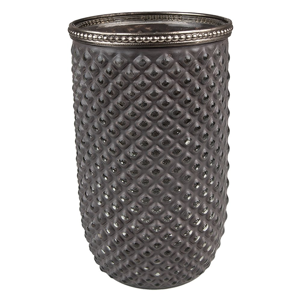 Theelichthouder Ø 10x17 cm Grijs Glas Waxinelichthouder